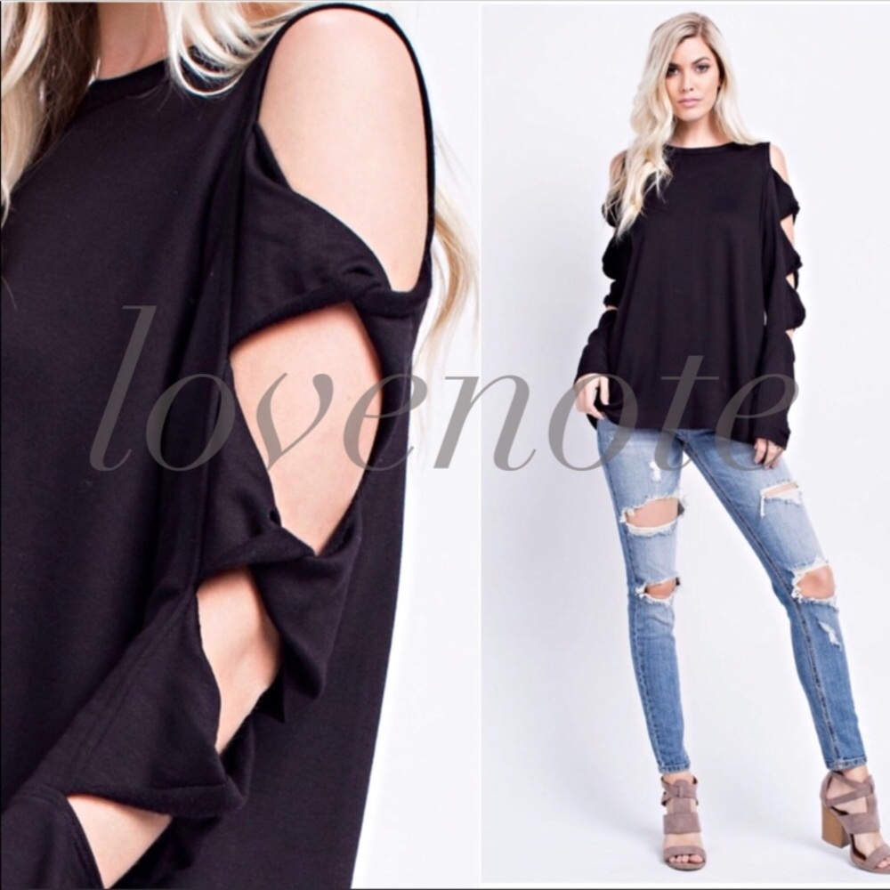 Long Sleeve Ultra Soft Twist Cutout Detail Top - Picture 2 of 2